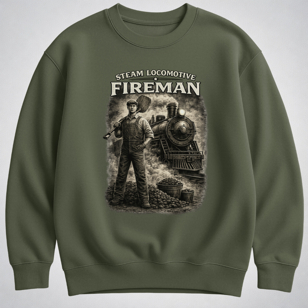 Steam Locomotive Fireman Heritage Crewneck Sweatshirt