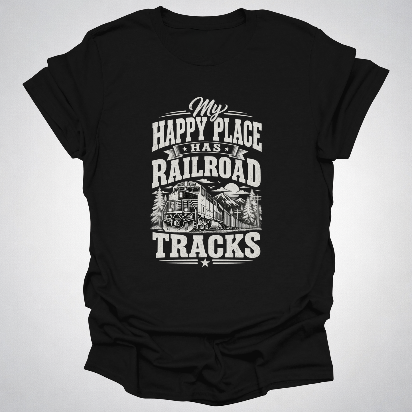 My Happy Place Has Railroad Tracks T-Shirt