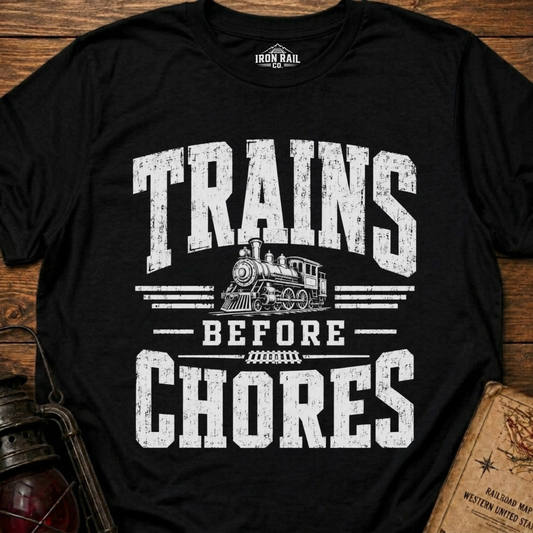 Trains Before Chores T-Shirt