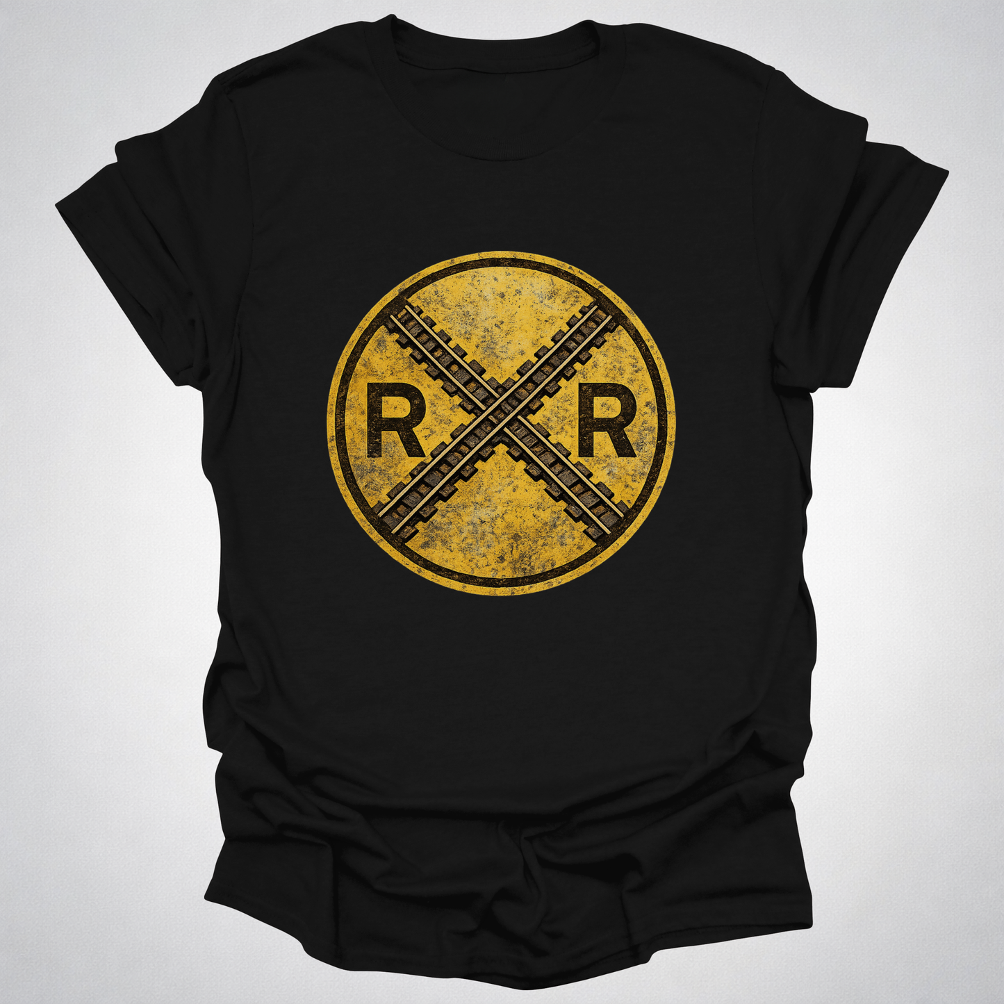 Vintage Railroad Crossing RR T-Shirt | Distressed Rail Heritage Tee