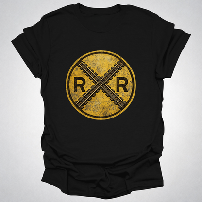 Vintage Railroad Crossing RR T-Shirt | Distressed Rail Heritage Tee