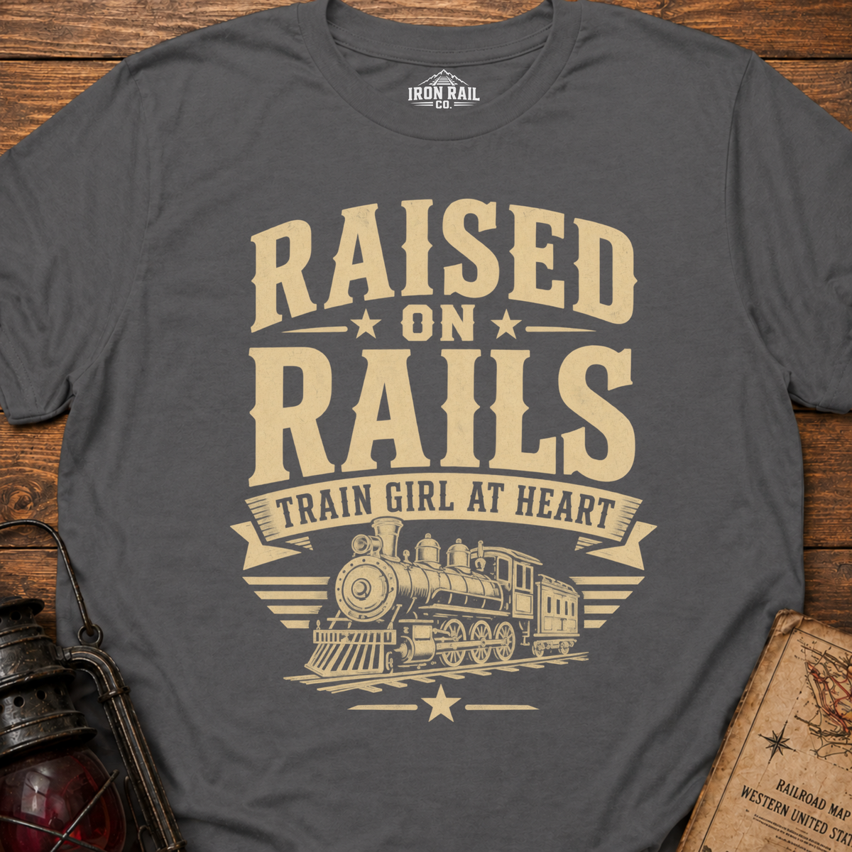 Raised on Rails – Train Girl at Heart T-Shirt