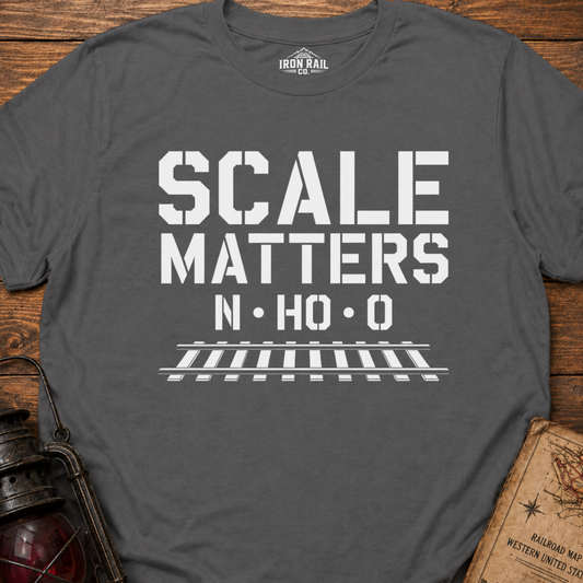 Scale Matters Model Railroad T-Shirt – N • HO • O