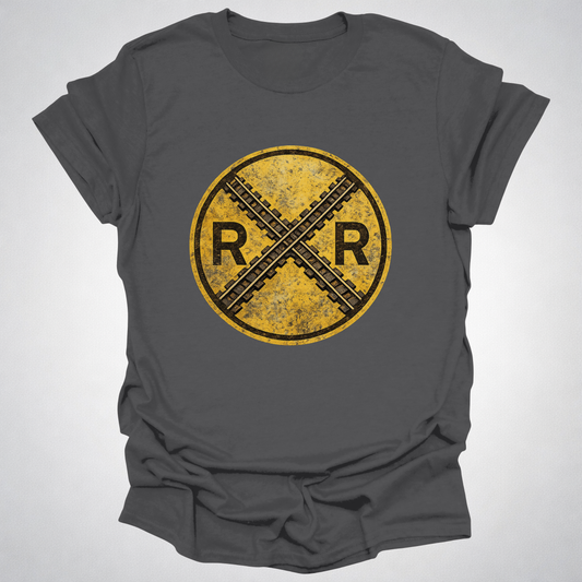 Vintage Railroad Crossing RR T-Shirt | Distressed Rail Heritage Tee