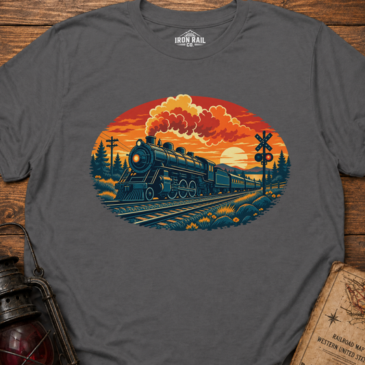 Vintage Steam Train Sunset T-Shirt