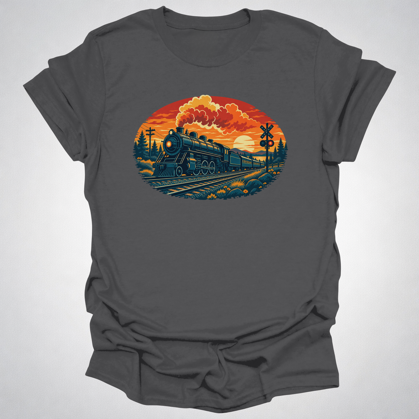 Vintage Steam Train Sunset T-Shirt