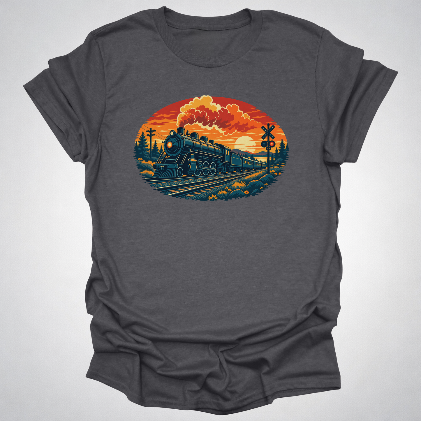 Vintage Steam Train Sunset T-Shirt