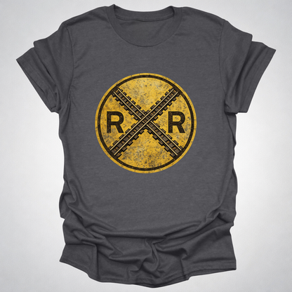 Vintage Railroad Crossing RR T-Shirt | Distressed Rail Heritage Tee