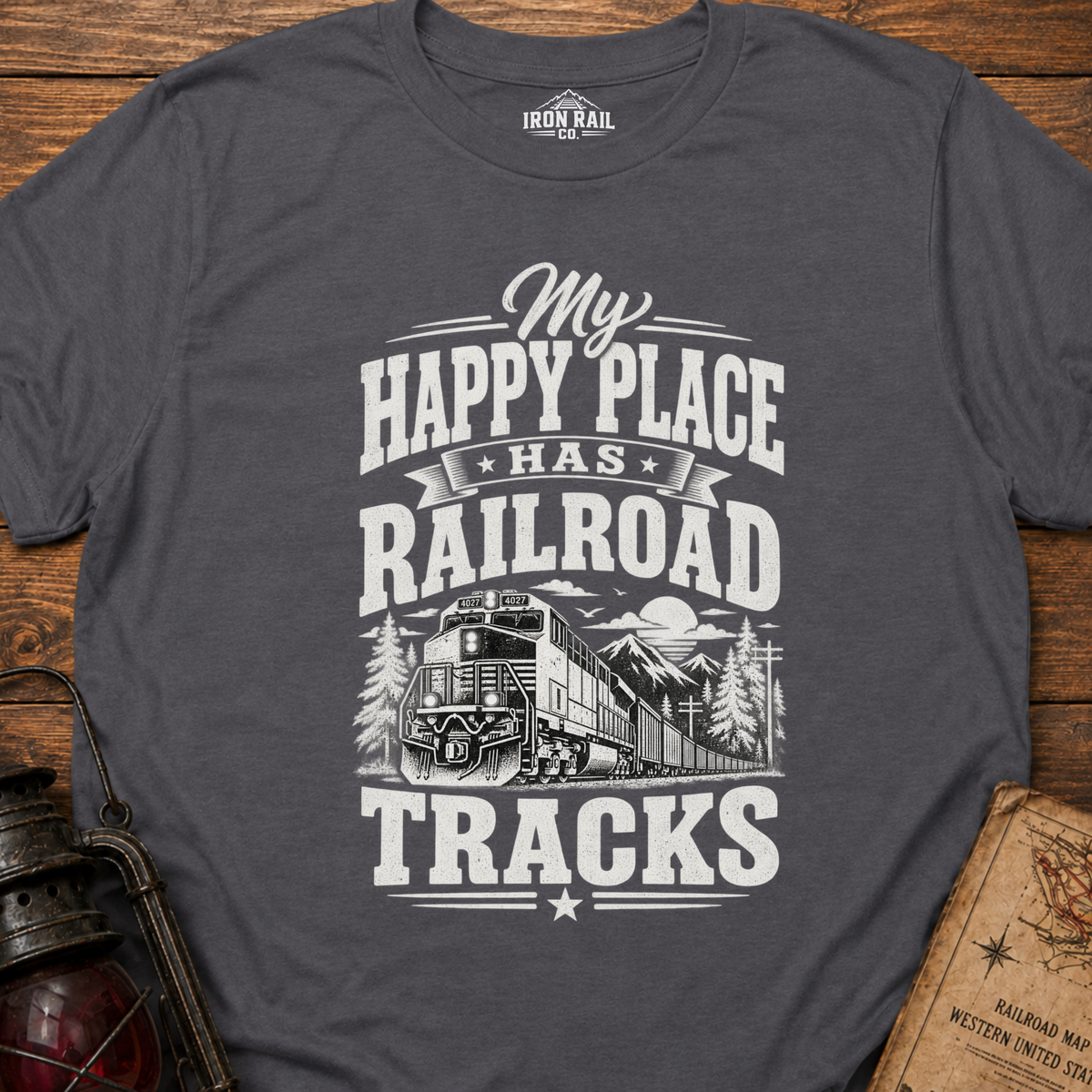 My Happy Place Has Railroad Tracks T-Shirt