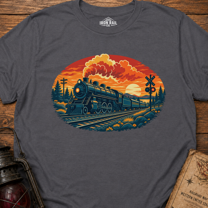 Vintage Steam Train Sunset T-Shirt