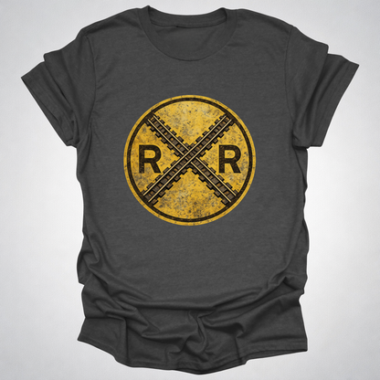 Vintage Railroad Crossing RR T-Shirt | Distressed Rail Heritage Tee