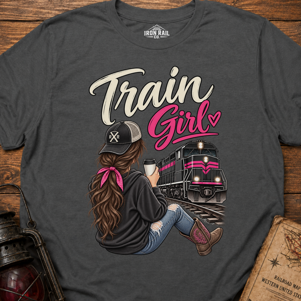Train Girl Railfan T-Shirt – Brunette Edition