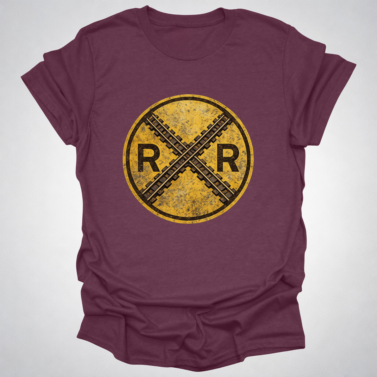 Vintage Railroad Crossing RR T-Shirt | Distressed Rail Heritage Tee