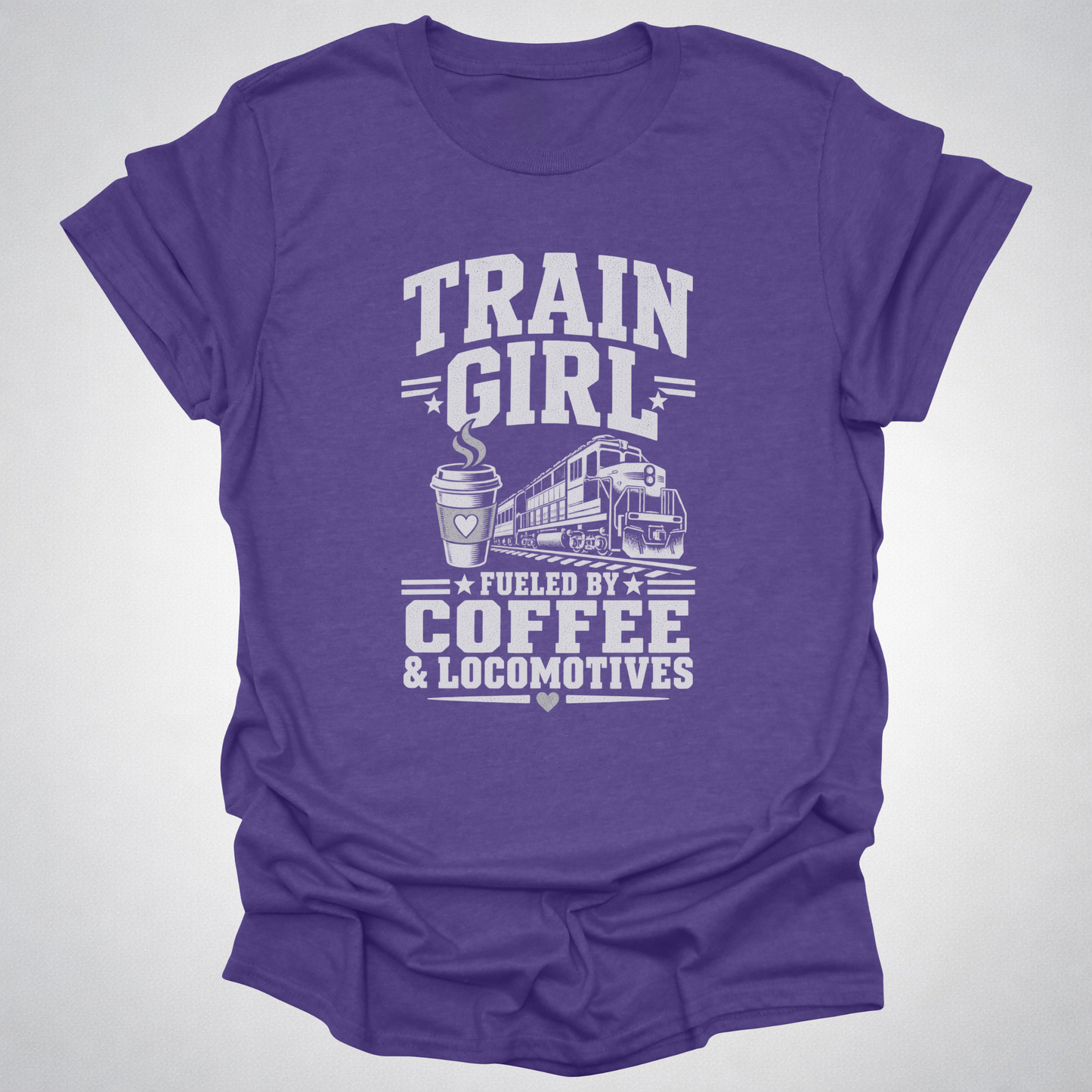 Train Girl Fueled by Coffee & Locomotives T-Shirt