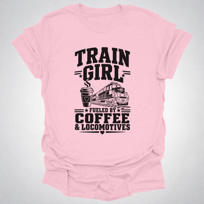 Train Girl Fueled by Coffee & Locomotives T-Shirt