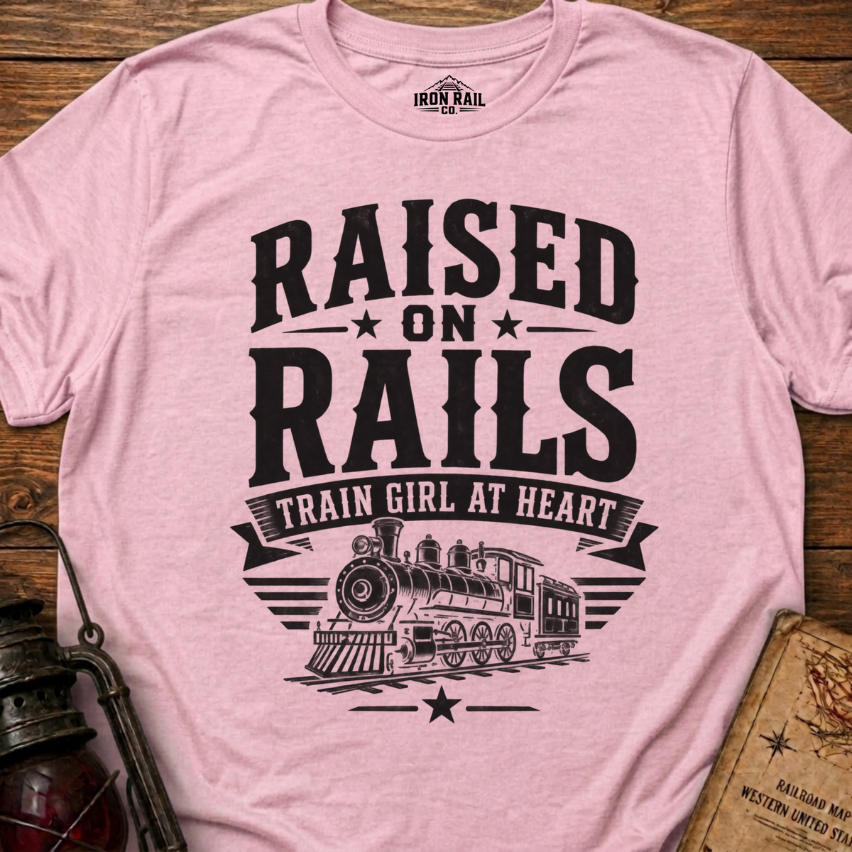 Raised on Rails – Train Girl at Heart T-Shirt