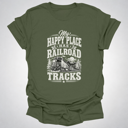 My Happy Place Has Railroad Tracks T-Shirt
