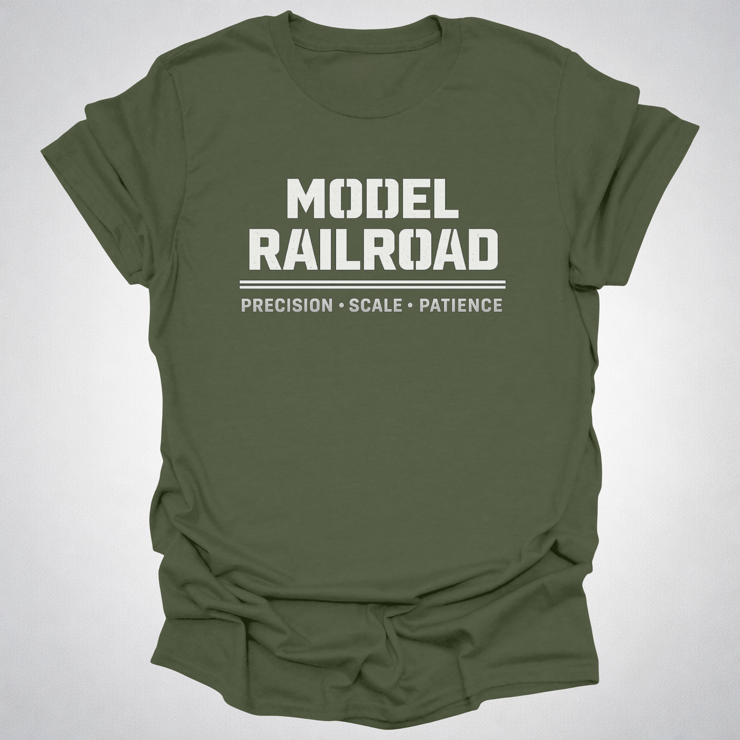 Model Railroad T-Shirt | Precision, Scale & Patience Railfan Tee