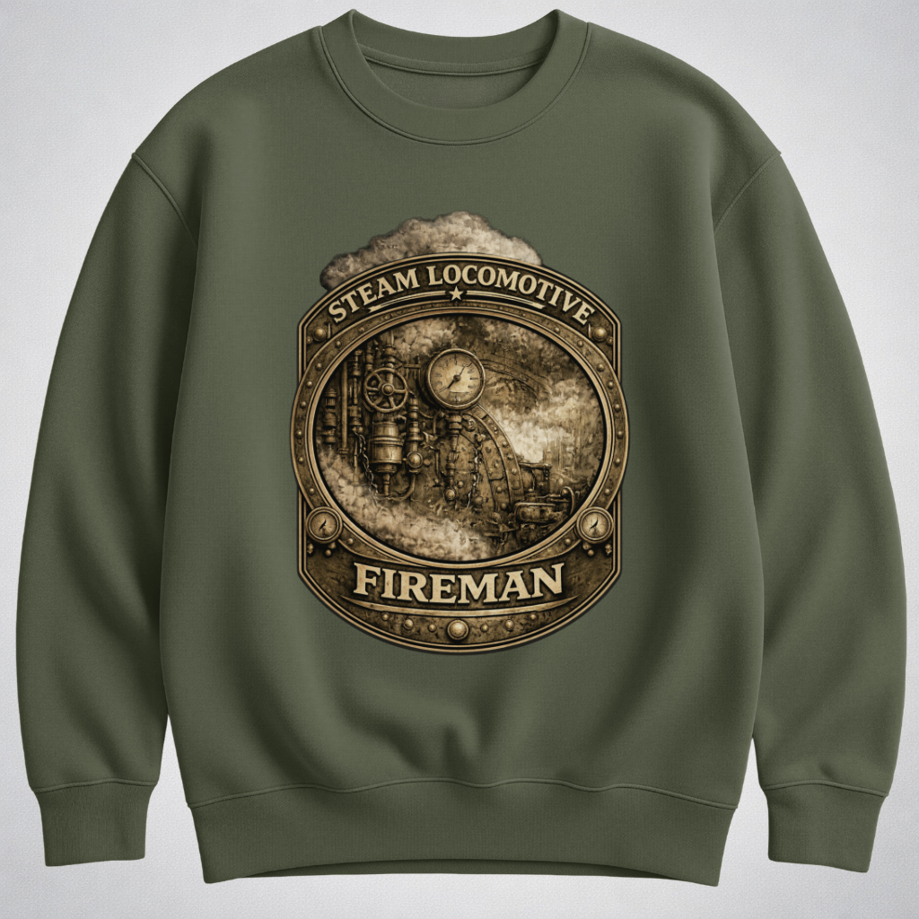 Steam Locomotive Fireman Crewneck Sweatshirt