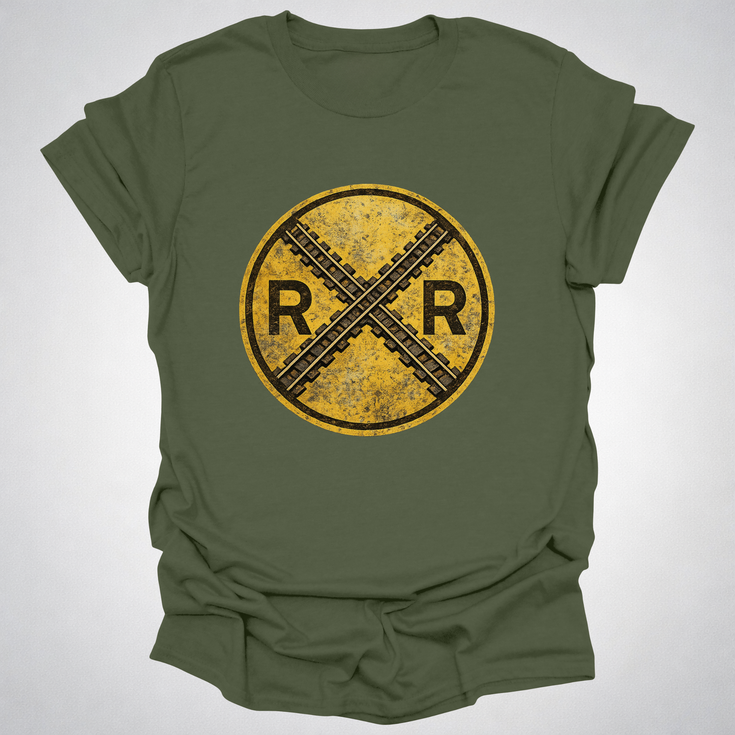 Vintage Railroad Crossing RR T-Shirt | Distressed Rail Heritage Tee