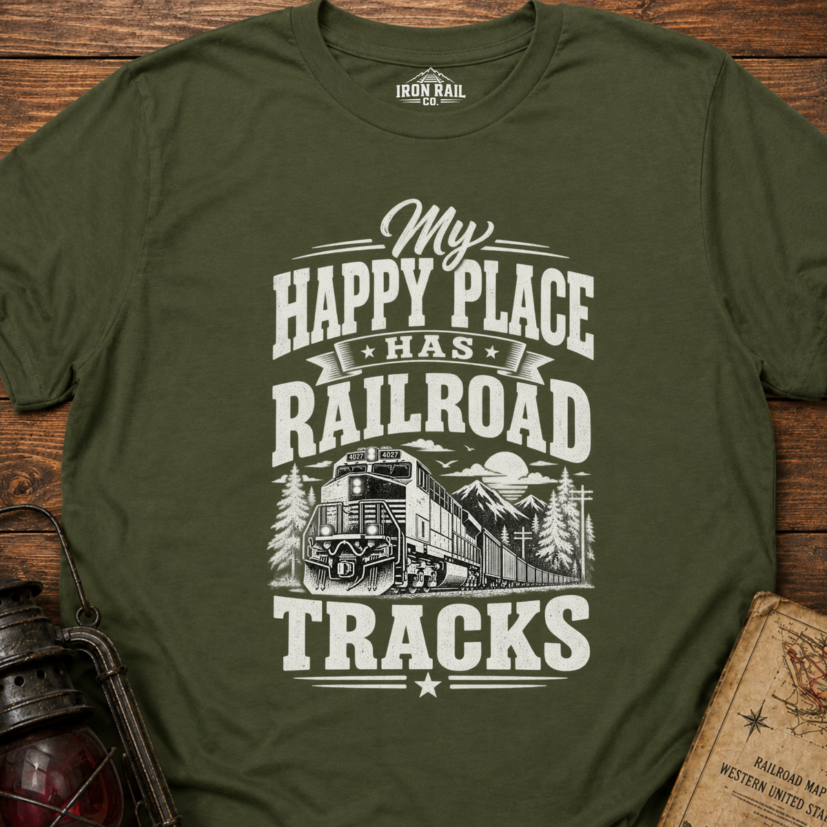 My Happy Place Has Railroad Tracks T-Shirt