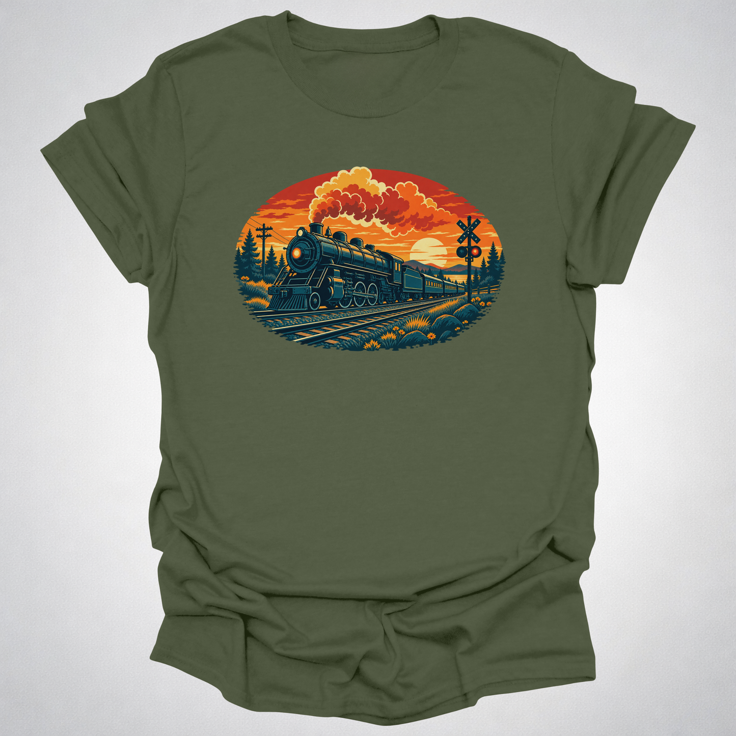 Vintage Steam Train Sunset T-Shirt