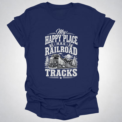 My Happy Place Has Railroad Tracks T-Shirt