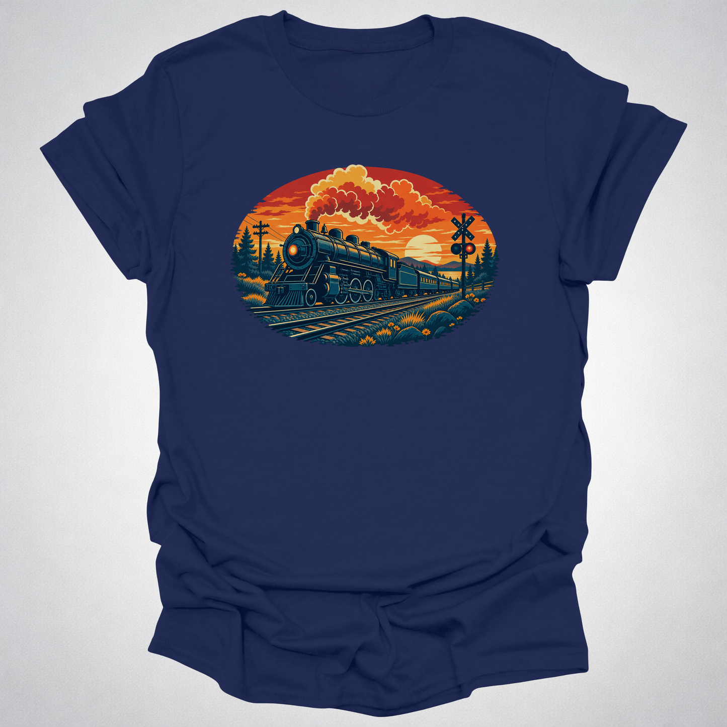 Vintage Steam Train Sunset T-Shirt