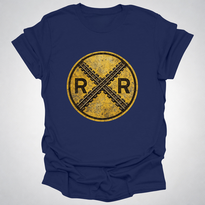 Vintage Railroad Crossing RR T-Shirt | Distressed Rail Heritage Tee