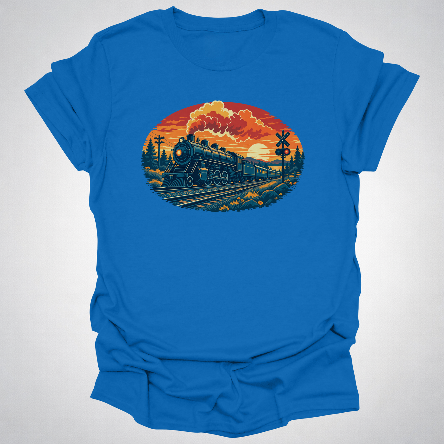 Vintage Steam Train Sunset T-Shirt