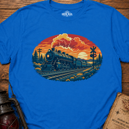 Vintage Steam Train Sunset T-Shirt