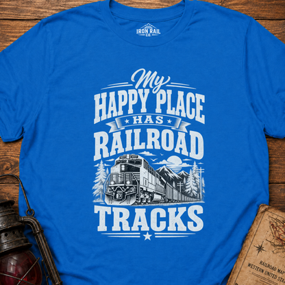 My Happy Place Has Railroad Tracks T-Shirt